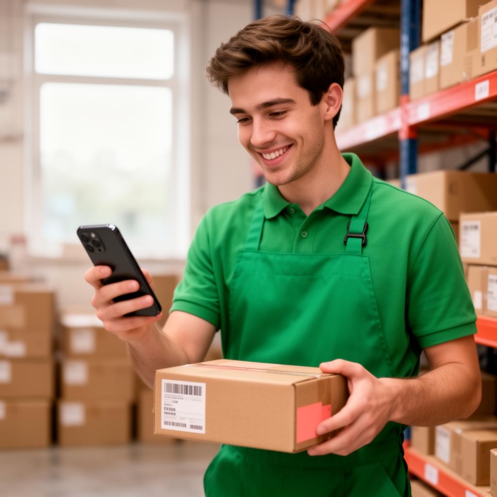 Mitarbeiter scannt Retoure